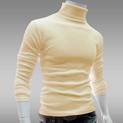 Autumn Winter Men's Sweater Mens Turtleneck Solid Color Pullovers Men Clothing Slim Fit Male Knitted Sweaters pull homme